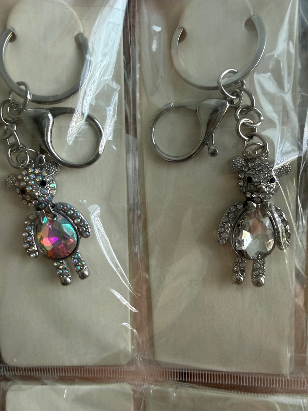 Gold or Silver Crystal Bear Keychain Charm NWT - Picture 2 of 3